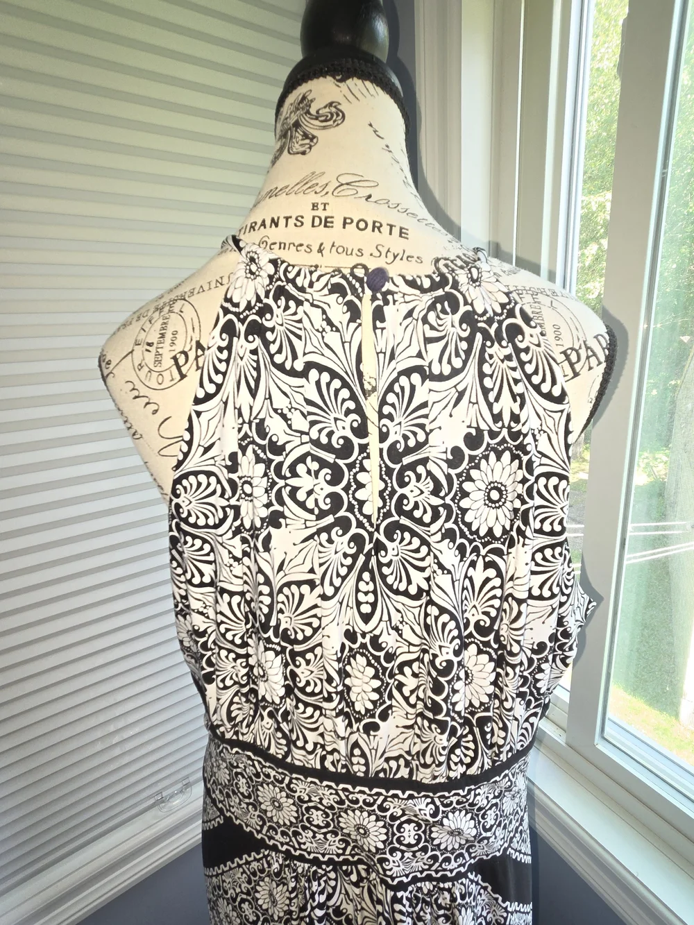 White House Black Market Black and White Paisley Halter Maxi Dress - Picture 3 of 5